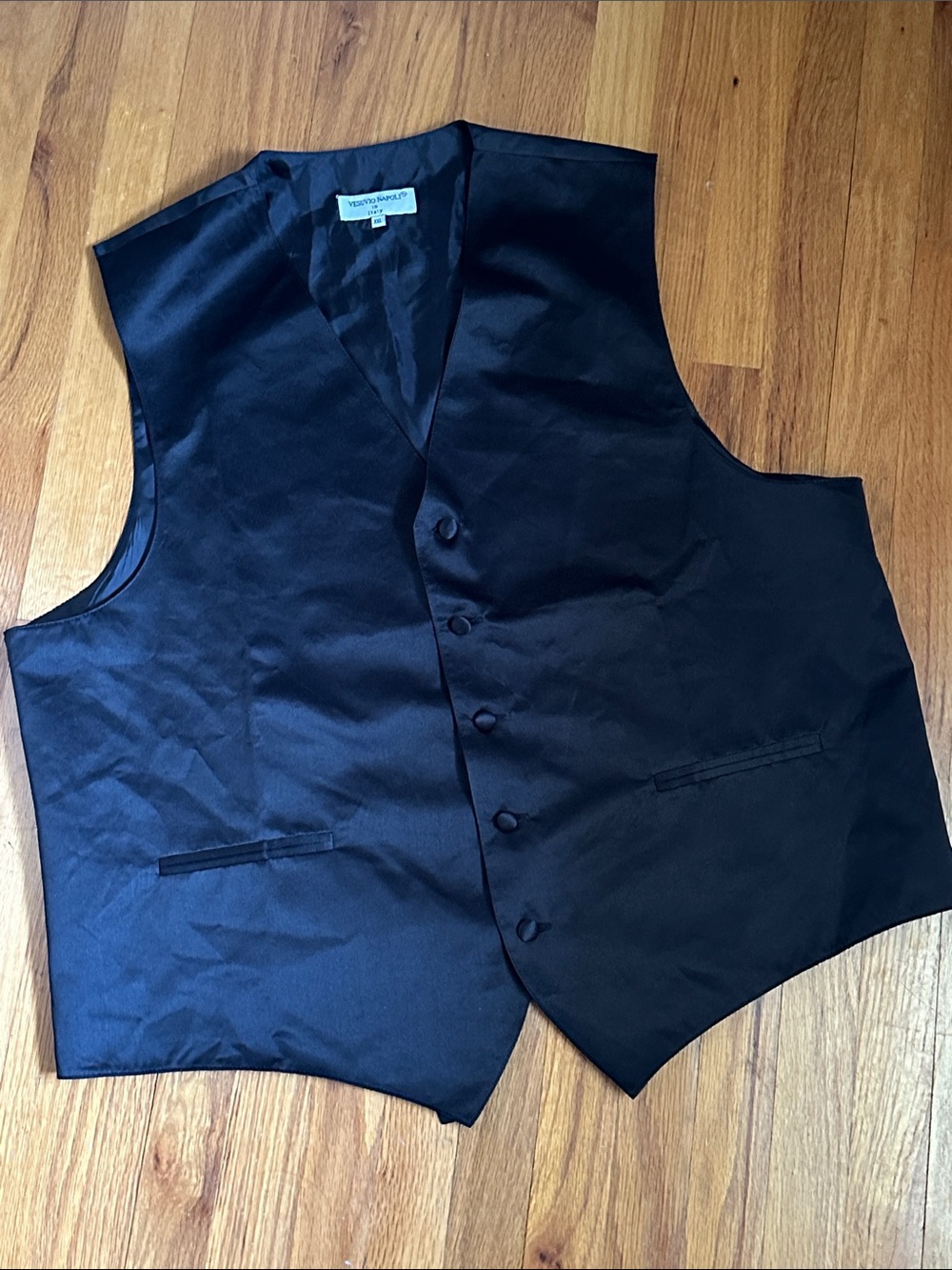 Vesuvio Napoli in Italy Men’s Black Dress Button Front Polyester Vest XXL